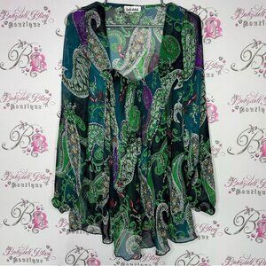 Lady Dutch high society top long sleeve mesh paisley boho bubble cuff sleeve